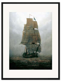 Gerahmter Kunstdruck Segelschiff im Nebel