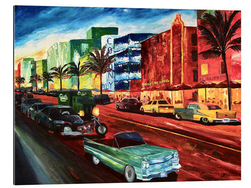 Gallery print Miami Ocean Drive with mint Cadillac