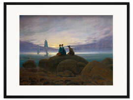 Gerahmter Kunstdruck Mondaufgang am Meer