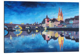 Magnettafel Regensburg bei Dunkelheit