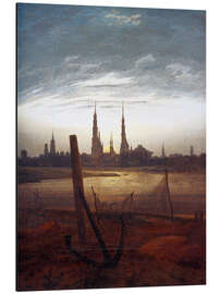 Magnettafel Stadt bei Mondaufgang