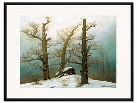 Gerahmter Kunstdruck Hünengrab im Schnee