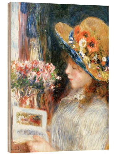 Hout print Girl reading