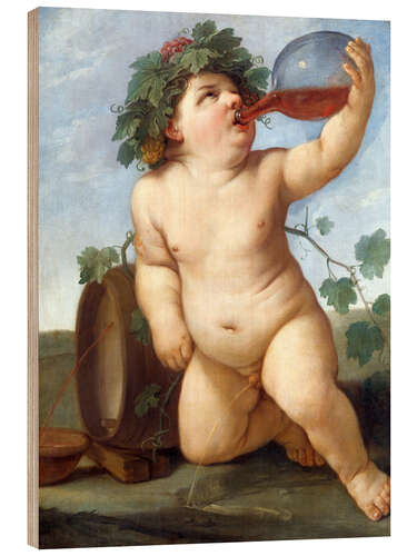 Wood print Drinking bacchus boy