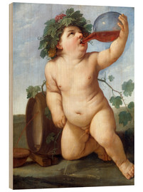 Holzbild  Trinkender Bacchusknabe - Guido Reni