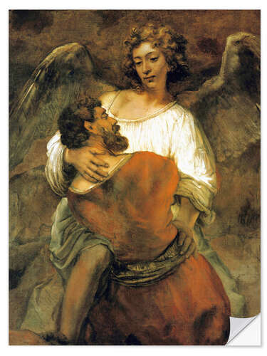 Selvklebende plakat Jacob's Battle with the Angel