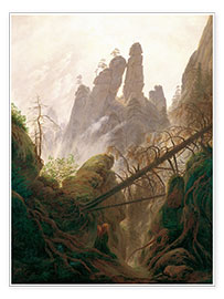Stampa  Burrone roccioso nelle montagne di arenaria dell&#039;Elba - Caspar David Friedrich