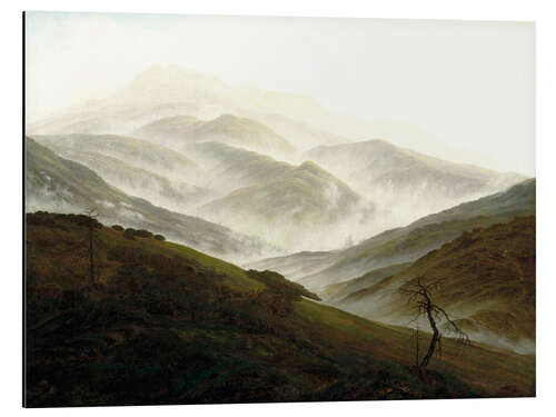 Aluminium print Riesengebirge Landscape With Rising Fog