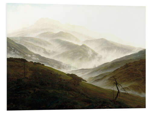 Foam board print Riesengebirge Landscape With Rising Fog