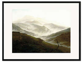 Ingelijste kunstdruk Riesengebirge Landscape With Rising Fog