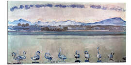 Galleritryk Lake Geneva with nine swans
