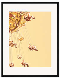 Gerahmter Kunstdruck Karussell in Sepia