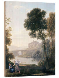 Obraz na drewnie Landscape with Hagar and the Angel - Claude Lorrain