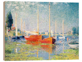 Trätavla  Red Boats at Argenteuil - Claude Monet