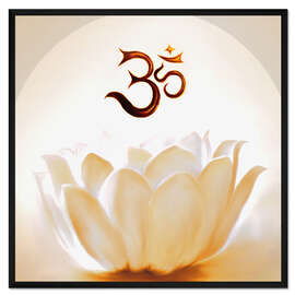 Gerahmter Kunstdruck Lotus mit Om