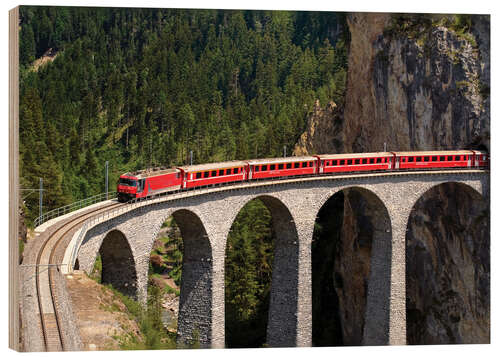 Tableau en bois Glacier Express, viaduc de Landwasser