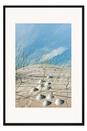 Gerahmter Kunstdruck Nordsee - Sanddüne mit Muscheln