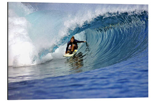 Alubild Surfen blau Paradiesinsel Welle