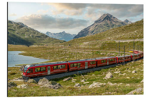 Aluminium print Railway at Bernina Pass | Switzerland