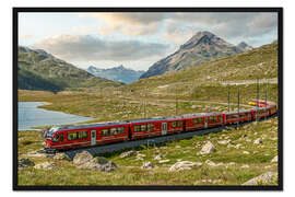 Gerahmter Kunstdruck Eisenbahn am Bernina Pass | Schweiz