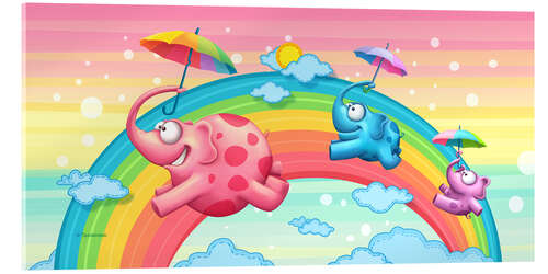 Acrylic print Rainbow elephants