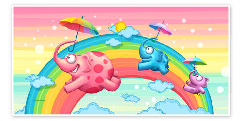 Poster Regenbogen-Elefanten