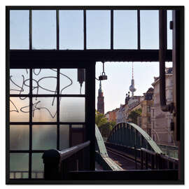 Gerahmter Kunstdruck U-Bahnhof der Linie U2 nach Pankow