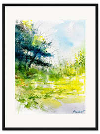 Gerahmter Kunstdruck Landschaft im Frühling