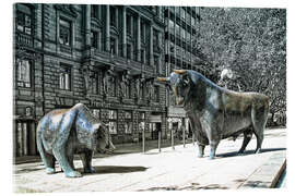 Tableau en verre acrylique  L&#039;ours et le taureau devant la bourse de Francfort - Joachim G. Pinkawa
