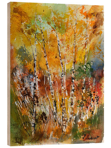 Wood print little forest of birch trees