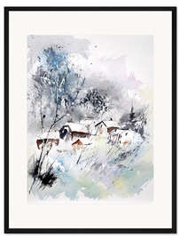 Gerahmter Kunstdruck Winterliches Dorf