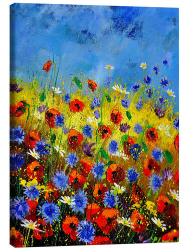 Canvas print Wild flowers in red and blue