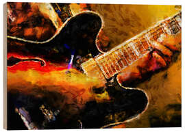 Tableau en bois Musicien de blues