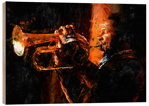 Tableau en bois Musicien de jazz