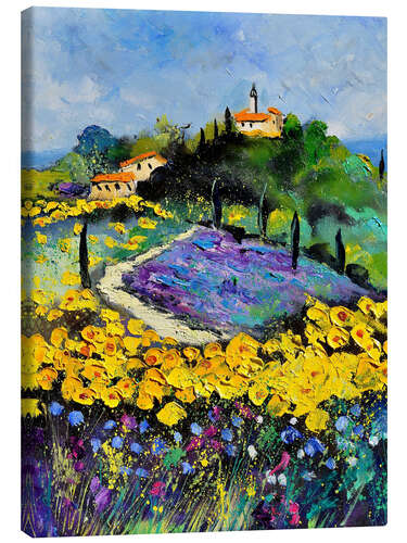 Leinwandbild Blumige Landschaft in der Provence