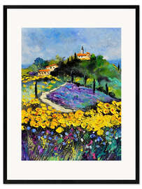 Impression artistique encadrée Paysage fleuri en Provence