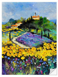 Wandsticker Blumige Landschaft in der Provence