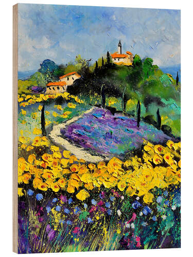 Obraz na drewnie Flowery landscape in Provence