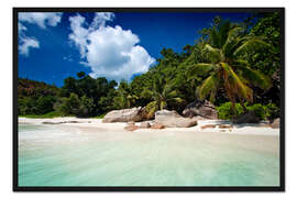 Gerahmter Kunstdruck Schöner Strand - Seychellen 3