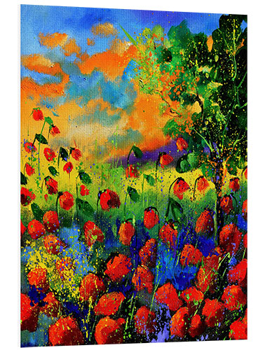 Foam board print Field of poppies at dusk