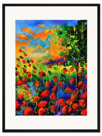Gerahmter Kunstdruck Mohnfeld in der Dämmerung