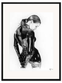 Gerahmter Kunstdruck Erotische Zeichnung - Lack Dessous I