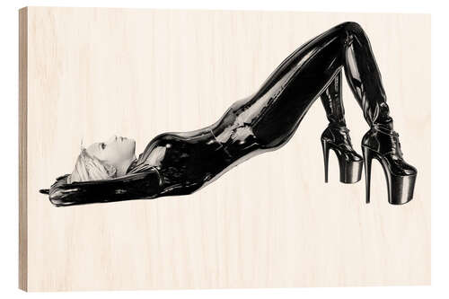 Wood print Erotic Drawing - Vinyl Lingerie II