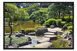 Gerahmter Kunstdruck Japanischer Garten mit Teich