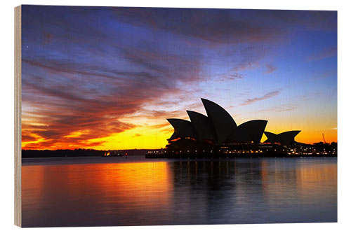 Holzbild Sydney Opernhaus im Abendlicht