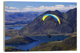 Tableau en bois Parapente sur paysage de montagne