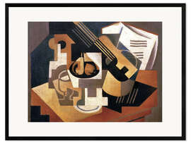 Framed art print Guitar and Fruit Bowl on a Table