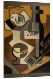 Wood print Still life with wine bottle