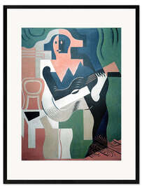 Framed art print Harlequin with Guitar