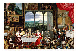 Tableau  Les sens de l'Ouïe, du Toucher et du Goût - Jan Brueghel d.Ä.